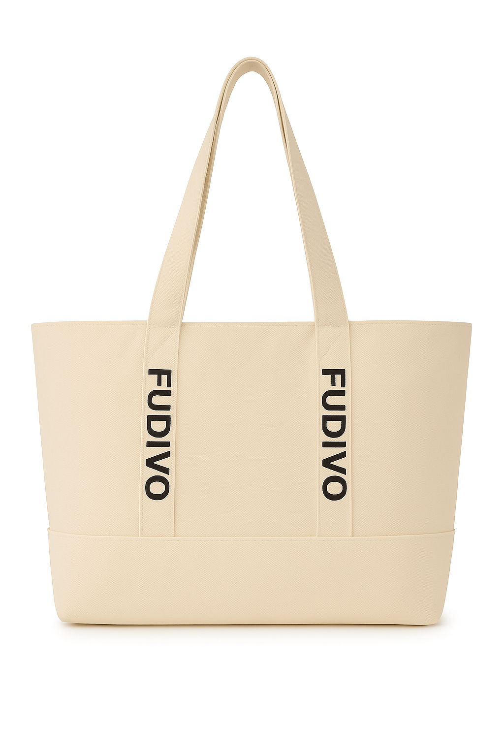 Bolso tote con correa de marca - Crema/Negro